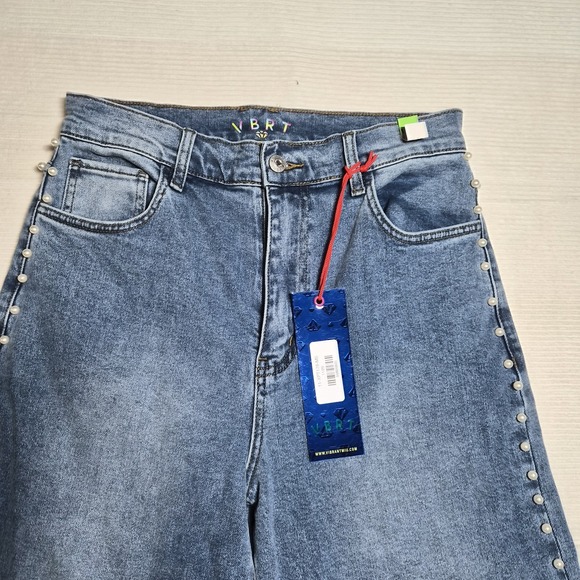 VBRT Pearl Stud High Rise Wide Leg Jeans 11/29 NWT - Picture 2 of 13